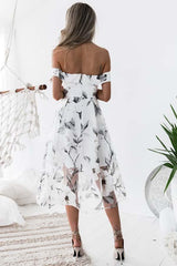 A-Line Sleeveless Off The Shoulder Unique Tulle Homecoming Dress