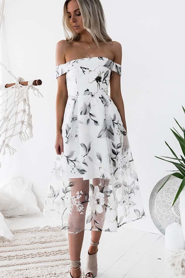 A-Line Sleeveless Off The Shoulder Unique Tulle Homecoming Dress