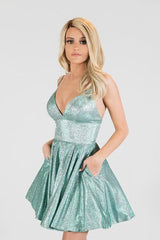 A-Line Spaghetti Straps Short Prom Dress Unique Homecoming Dress