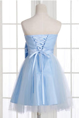 A-Line Strapless Bowknot Short Prom Dress Homecoming Dress