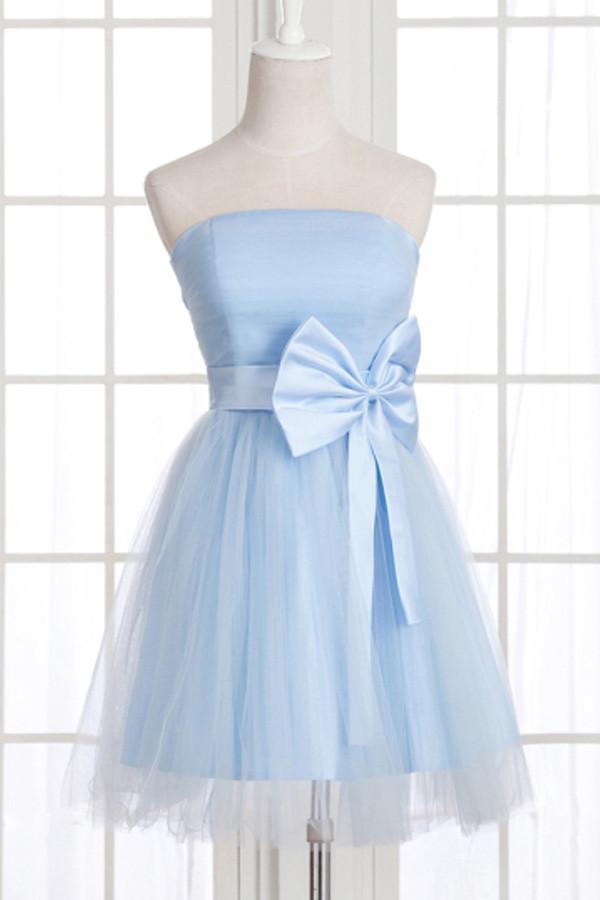 A-Line Strapless Bowknot Short Prom Dress Homecoming Dress