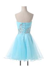 A-Line Sweetheart Appliqued Beaded Lace-Up Homecoming Dress