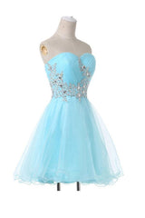 A-Line Sweetheart Appliqued Beaded Lace-Up Homecoming Dress