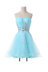 A-Line Sweetheart Appliqued Beaded Lace-Up Homecoming Dress