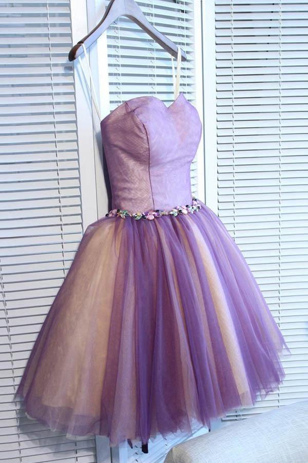 Pretty A-line Sweetheart Tulle Mini Homecoming Dress Prom Dress