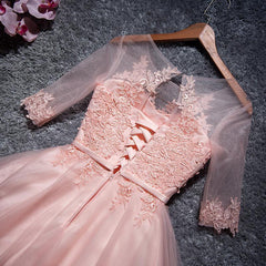 A-Line Tulle Homecoming Dress Scoop Neck Pink Short/Mini Prom Dress