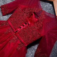 A-Line Tulle Homecoming Dress Scoop Neck Red Short/Mini Prom Dress