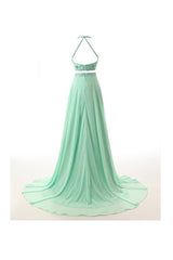 A-line Two Pieces Chiffon Prom Dresses, Evening Dresses