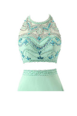 A-line Two Pieces Chiffon Prom Dresses, Evening Dresses