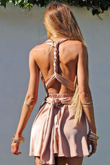 V-Neck A-Line Convertible Style Short Green Homecoming Dress