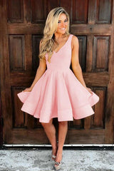 A-Line Yellow Satin Short Prom Dress Homecoming Dress