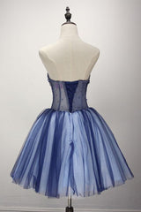 Ball Gown Strapless Short Tulle Homecoming Dress with Beading
