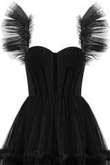 A-Line Corset Ruffled Tulle Prom Dress