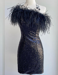 Bodycorn Sequin Homecoming Dress with Feathers