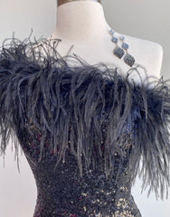 Bodycorn Sequin Homecoming Dress with Feathers