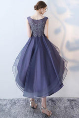 Ruffle Scoop Navy Lace Cute Homecoming/Party Dress