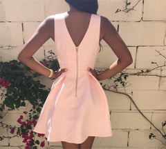 Custom Made V-Neck Pink Short Prom Dress Pink Homecoming Dress