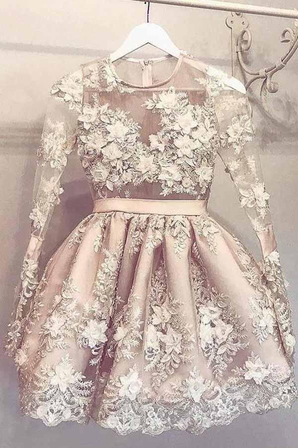 Cute Long Sleeve Homecoming Dress Short Prom Party Dress