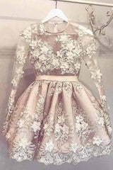 Cute Long Sleeve Homecoming Dress Short Prom Party Dress