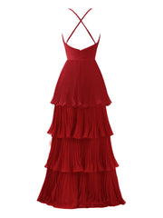 Dark Green A-Line Ruched Floor Length Chiffon Bridesmaid Dress