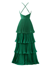 Dark Green A-Line Ruched Floor Length Chiffon Bridesmaid Dress