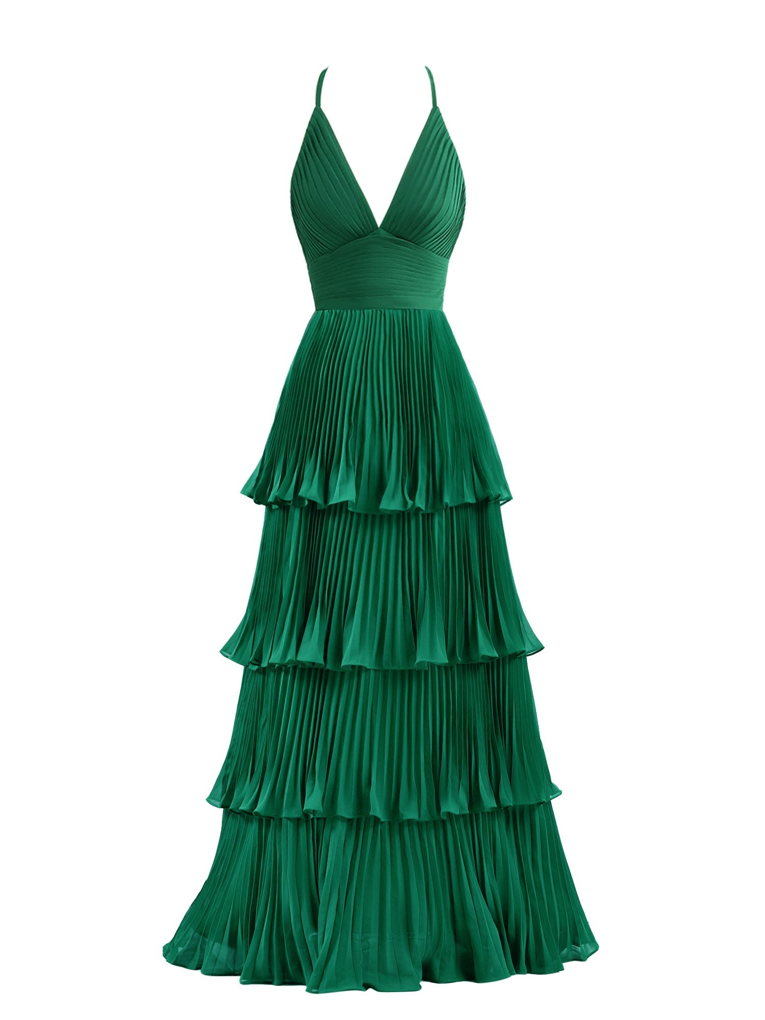 Dark Green A-Line Ruched Floor Length Chiffon Bridesmaid Dress