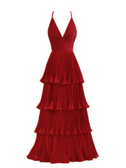 Dark Green A-Line Ruched Floor Length Chiffon Bridesmaid Dress