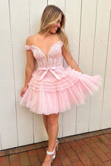 A Line Tulle Ruched Short Homecoming Dress