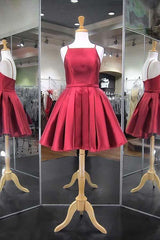 Fashion Navy Blue Spaghetti Straps Satin Homecoming Dress