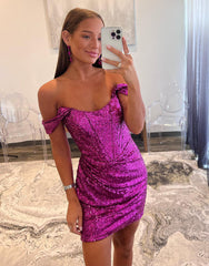 Bodycorn Off the Shoulder Sequin Homecoming Dress