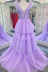 Sequin Top Lavender Ruched Tulle Long Formal Dress