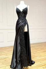 Bodycon Black Long Appliqued Prom Dress