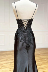 Bodycon Black Long Appliqued Prom Dress