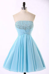 High-Quality Chiffon Light Blue Homecoming Dress