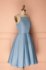 Blue Halter Sleeveless Short Prom Dress Homecoming Dress