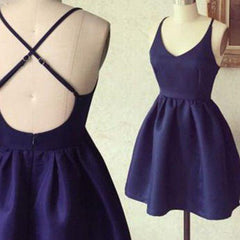 Dark Navy Criss-Cross Straps Short Prom Dress Homecoming Dress