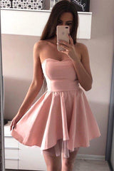 Hot Sale A-line Pink Sweetheart Satin Homecoming Dress
