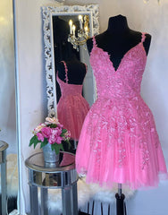 A-Line Short Homecoming Dress with Appliqued