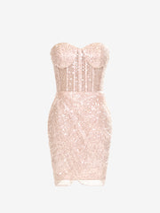Champagne Bodycorn Sweetheart Sequins Homecoming Dress