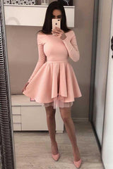 Long Sleeve Off-The-Shoulder Short Prom Dress Homecoming Dress