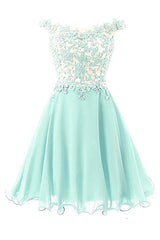 Off-The-Shoulder Appliqued Homecoming Dress with Embellishments