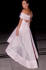 Off-The-Shoulder High Low Sleeveless Organza Homecoming Dress