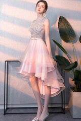 Pink Tulle Sequin Short Prom Dress Pink Homecoming Dress