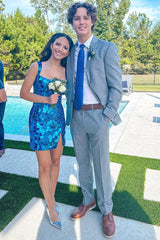 Square Neck Silver Cut Mirror Sequin Bodycorn Homecoming Dress