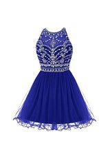 Royal Blue Tulle Homecoming Dress Short Prom Gown