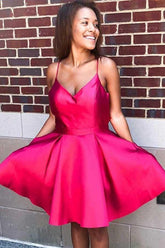 Sexy Red Spaghetti Straps A-Line Homecoming Dress Short Party Gown