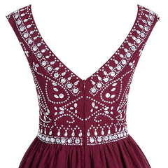 Short Beaded Chiffon Homecoming Dress with V-Back Prom Dress