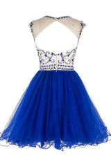 Short Beaded Tulle Homecoming Dress Prom Dress