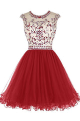 Short Beaded Tulle Homecoming Dress Prom Dress