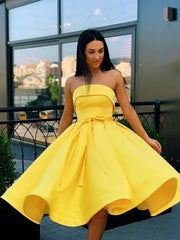 Short Strapless Pink and Yellow Prom Dress Formal Homecoming Dress